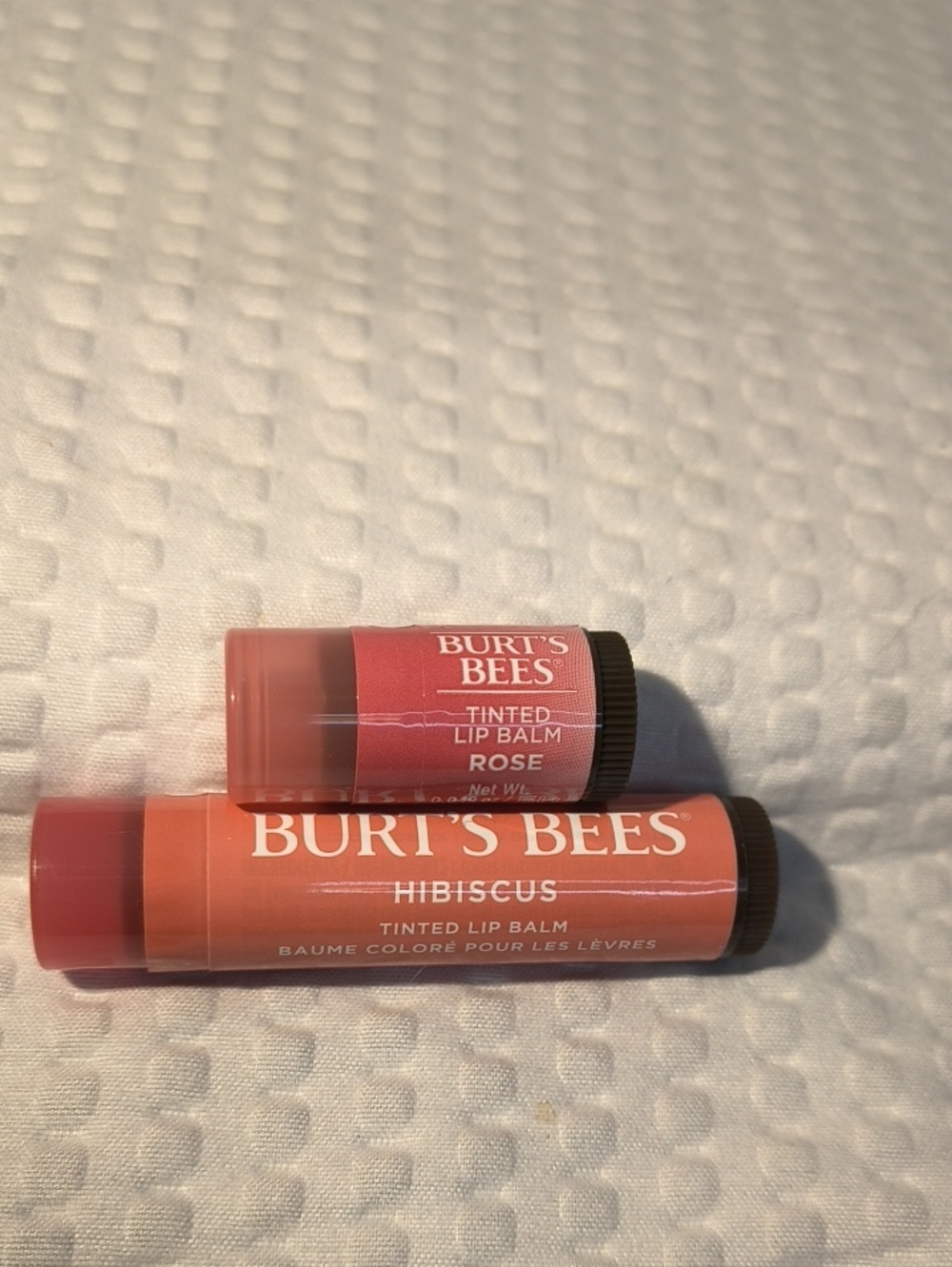 Burt's Bees Tinted Lip Balm Duo - Pink Rose (Mini) & Peach Hibiscus (Full Size)